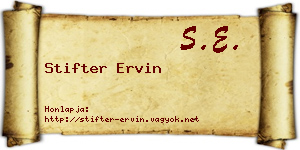 Stifter Ervin névjegykártya